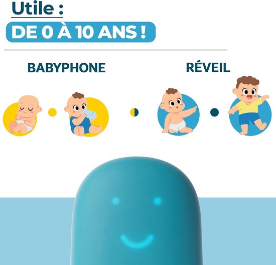 Slaaptrainer Kind - Wekker Babyfoon - Rustig Slapen Leren - Audio Babyfoon Functie - Blauw Pantone 631C - Blauw — afbeelding 5
