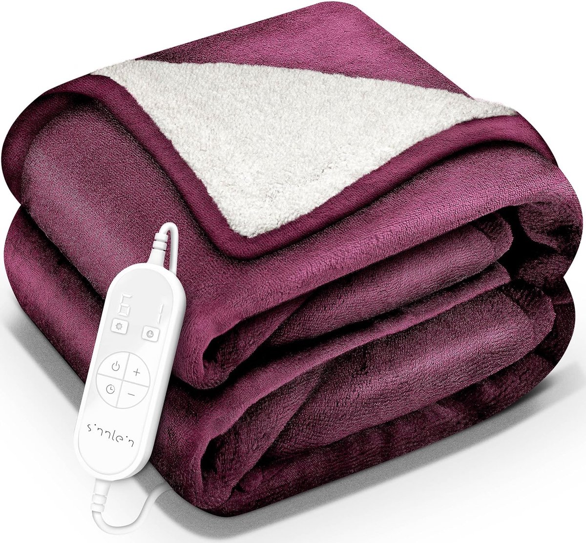 Elektrische Deken - Verwarmingsdeken Plaid - Lekker Ontspannen - 9 Warmtestanden Timer - 200x180cm - Bordeaux