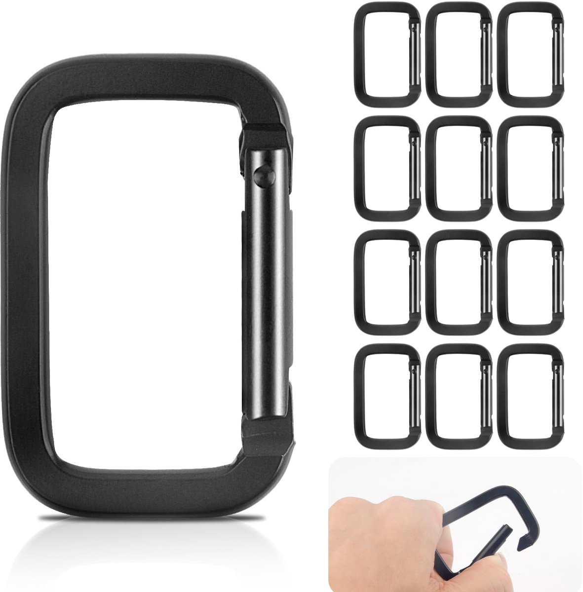 Dailygoods - 12 Stuks Kleine Karabijnhaken met Metalen Veer voor Sleutels en Haken