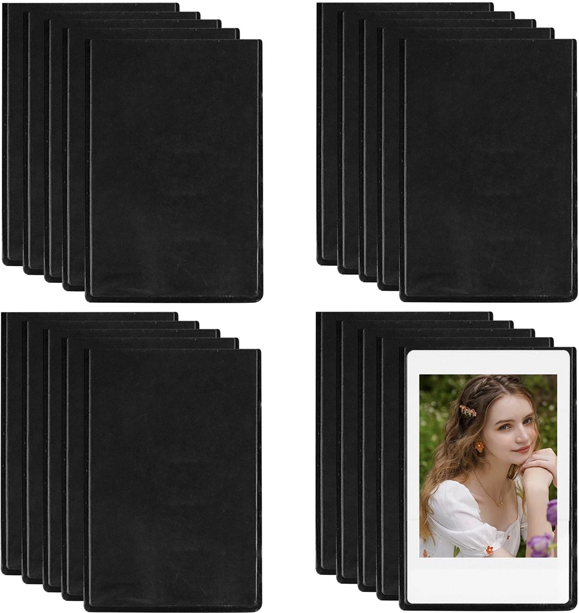 20 Stuks Zwarte Magnetische Fotolijsten voor Koelkast en Metaaloppervlakken