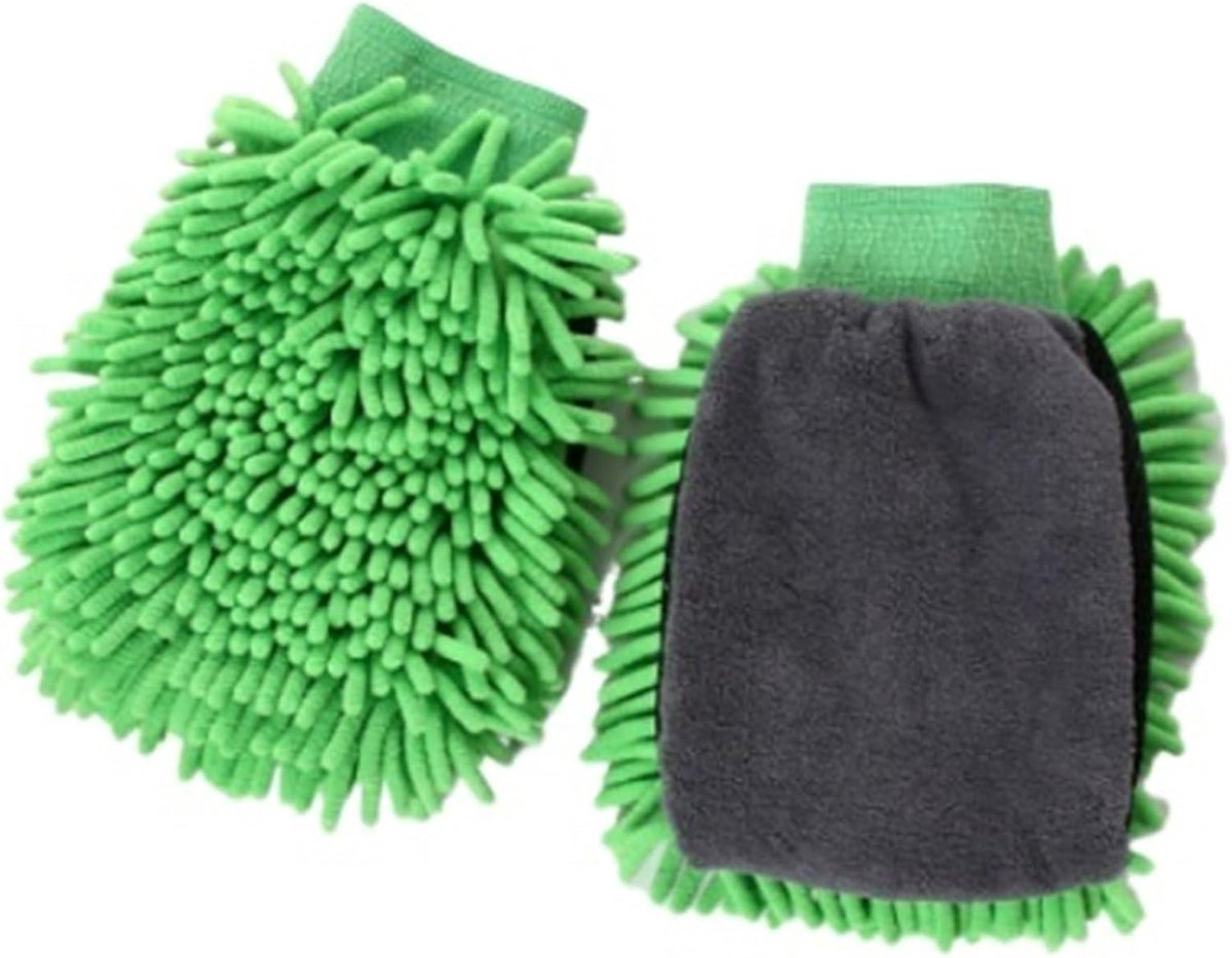 Autowashandschoen - Reinigingshandschoen - Auto Glanzend Houden - Dubbelzijdig Gebruik - 25 x 18 cm - Groen