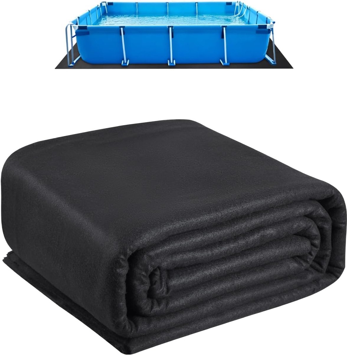 Bodemmat voor Bovengronds Zwembad - Vierkant - 150 x 150 cm - Zwaar Uitvoerbaar - Beschermt Zwembadfolie tegen Beschadigingen en Doordringing van Onkruid - 1.5m - Duurzaam Geotextiel - Geschikt voor Bovengronds Zwembad - Zwart