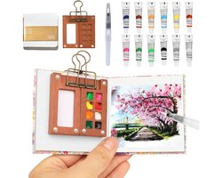 Dailygoods- Aquarelset Perfect Reisformaat - Mini-Aquarelpalet - Draagbaar Waterverfpalet - Lichtgewicht Verfdozen - 10 Stuks - Compact 6x6 cm - Verfpalet