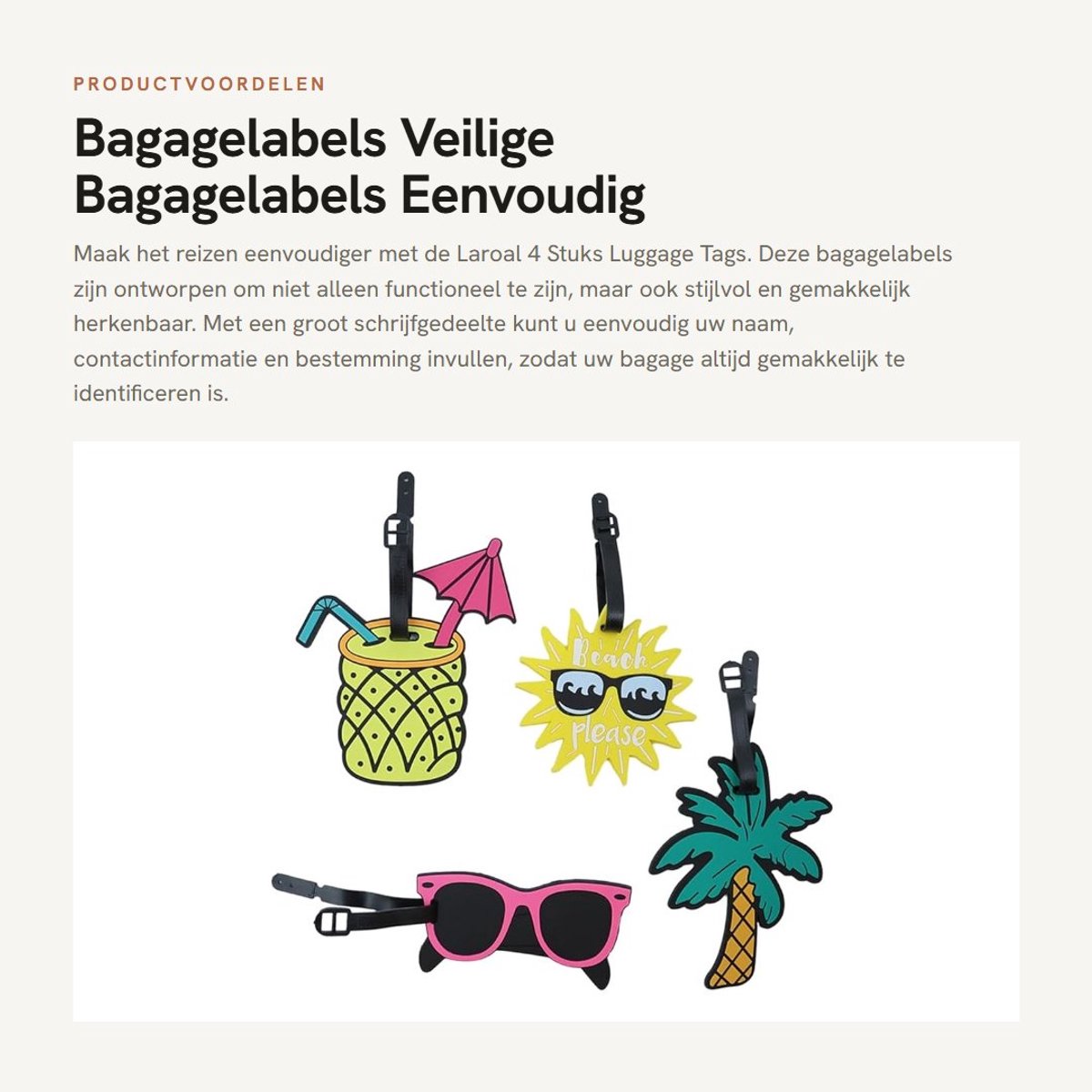 Dailygoods- Bagagelabels 4 Stuks - Ruim Ontwerp - PVC - Kofferlabels - Herkenbaar - Veilig en Duurzaam - Bagage-tags