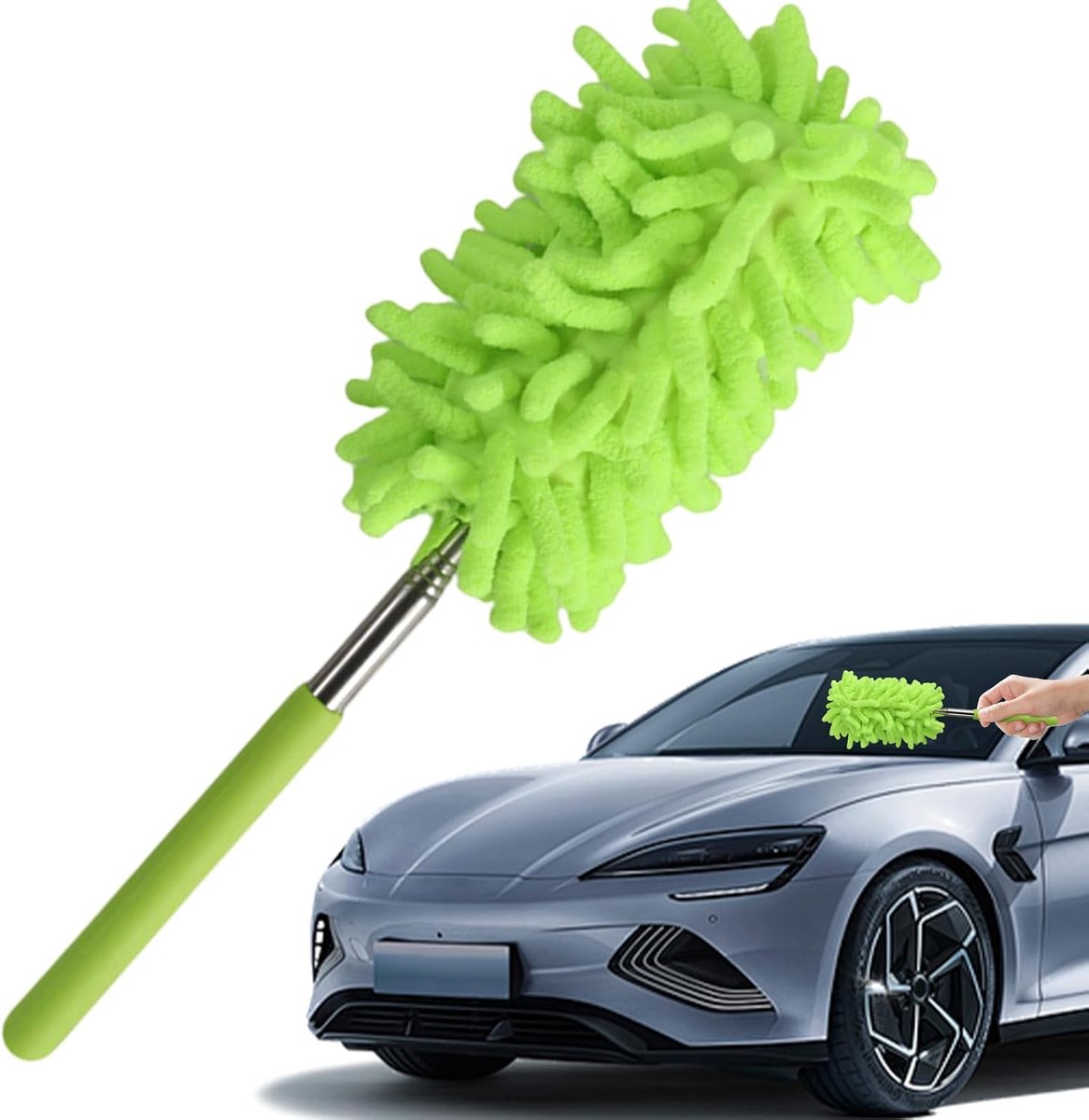 Auto Duster - Reinigingsborstel - Voertuig Onderhoud - Verstelbare Lengte - 24-72 cm - Groen