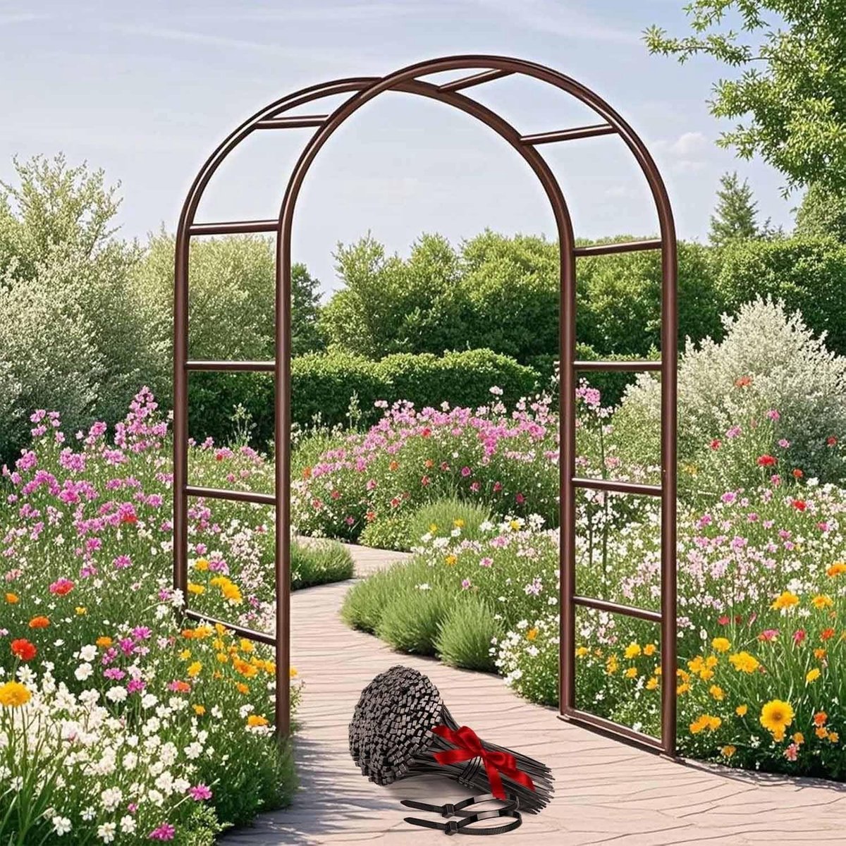 Metalen Tuinboog - Rozenboog Decoratie - Planten Klimmen - Verstelbare Hoogte - 140-340 cm - Bruin