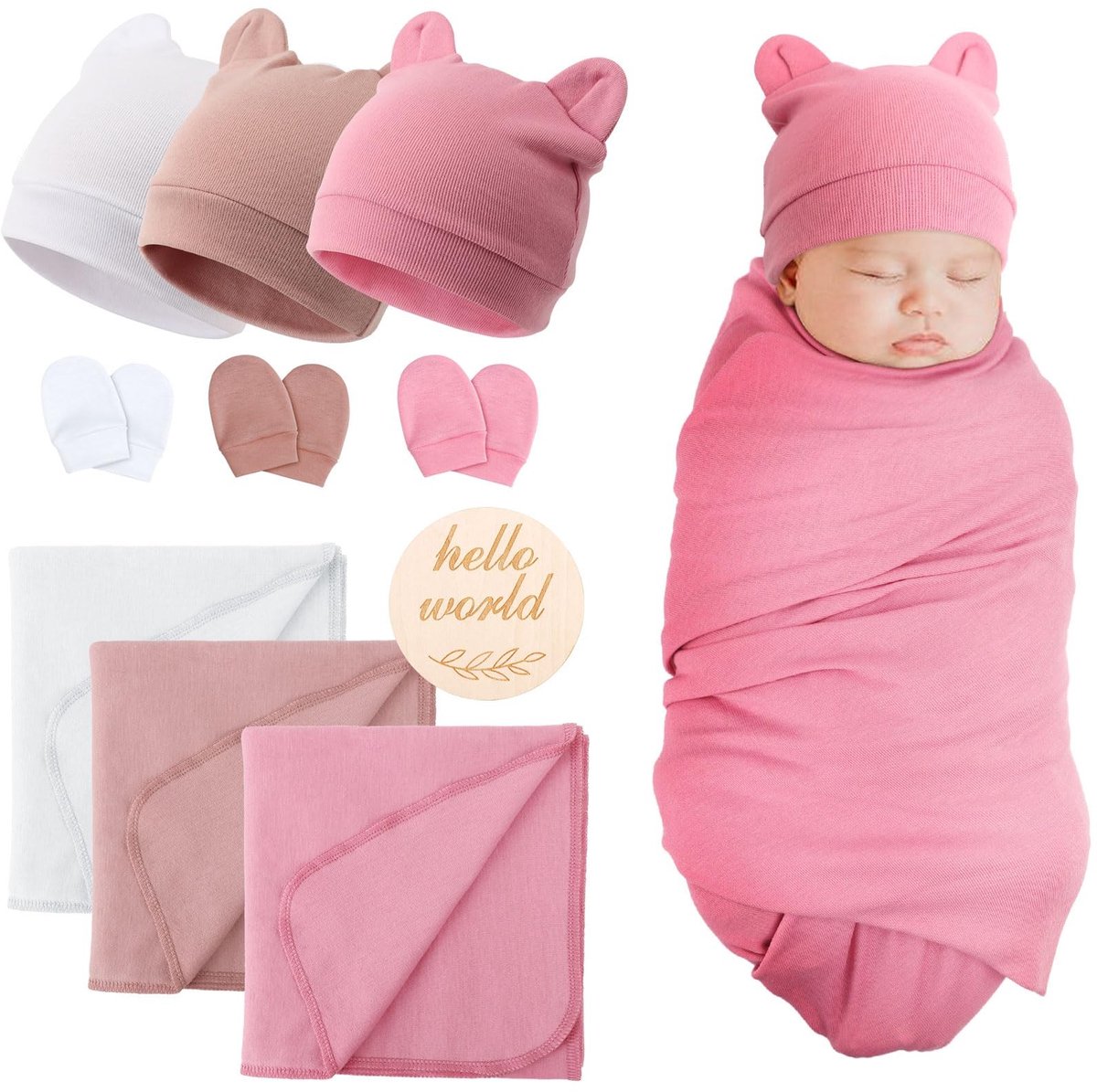 Dailygoods- Geboortedecken Zachte Stof - Wikkelen - Omslagdoeken - Hoofdband - Handschoenen - Veilig en Comfortabel 80 cm - Wikkeldeken