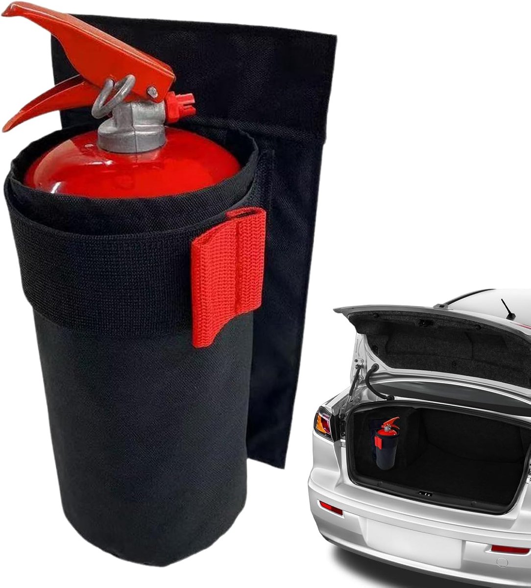 Brandblusser Houder - Veiligheidsbeugel Auto - Voertuig Organisatie - Verstelbare Bevestiging - 28 x 15 cm - Zwart