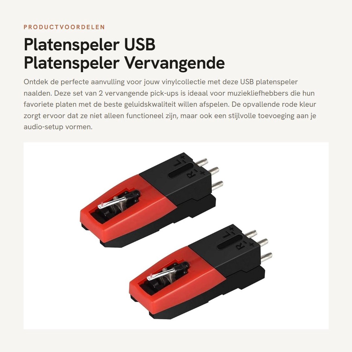 Dailygoods - Platenspeler - USB Platenspeler - Vervangende naald - Rood - Vinyl Platenspeler - Geschikt voor muziekliefhebbers - 2 stuks