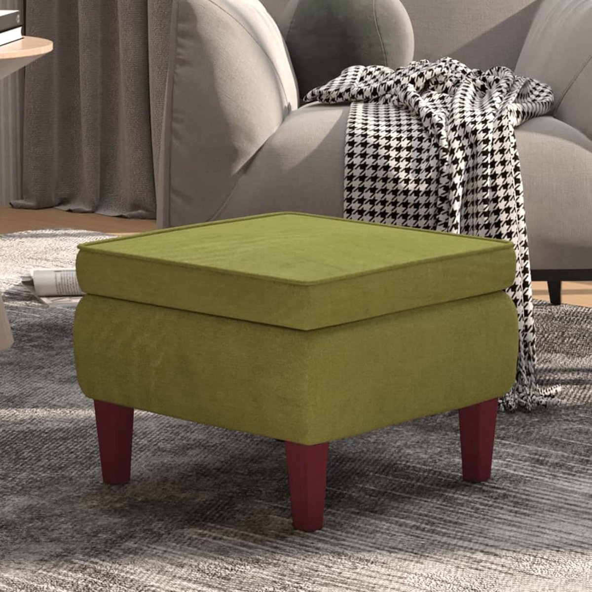 Voetenbank Kruk - Zitkruk Poef - Voeten Rusten - Zachte Fluwelen Bekleding - 55 x 545 x 42 cm - Lichtgroen