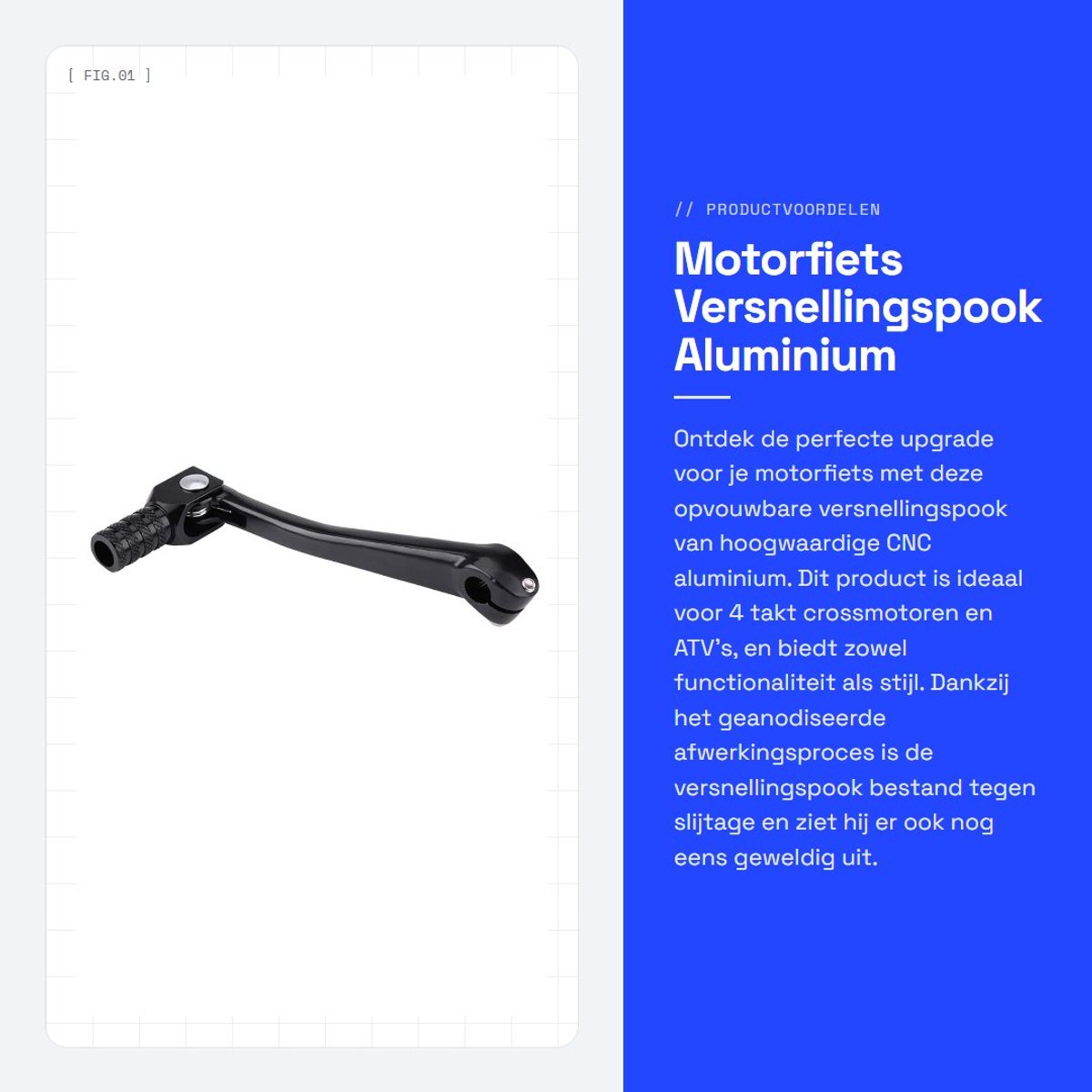 Dailygoods- Versnellingspook CNC Aluminium - Opvouwbaar - Shifter - 10 mm Montage - 155 mm Lengte - Kwalitatief Hoogwaardig