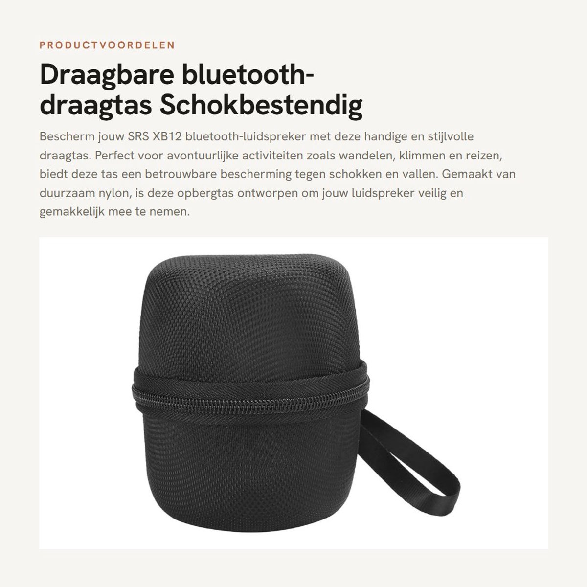 Dailygoods- Draagtas Schokbestendig - Opbergtas - Beschermhoes - Draagbare Tas - Nylon - Voor SRS XB12 Luidspreker