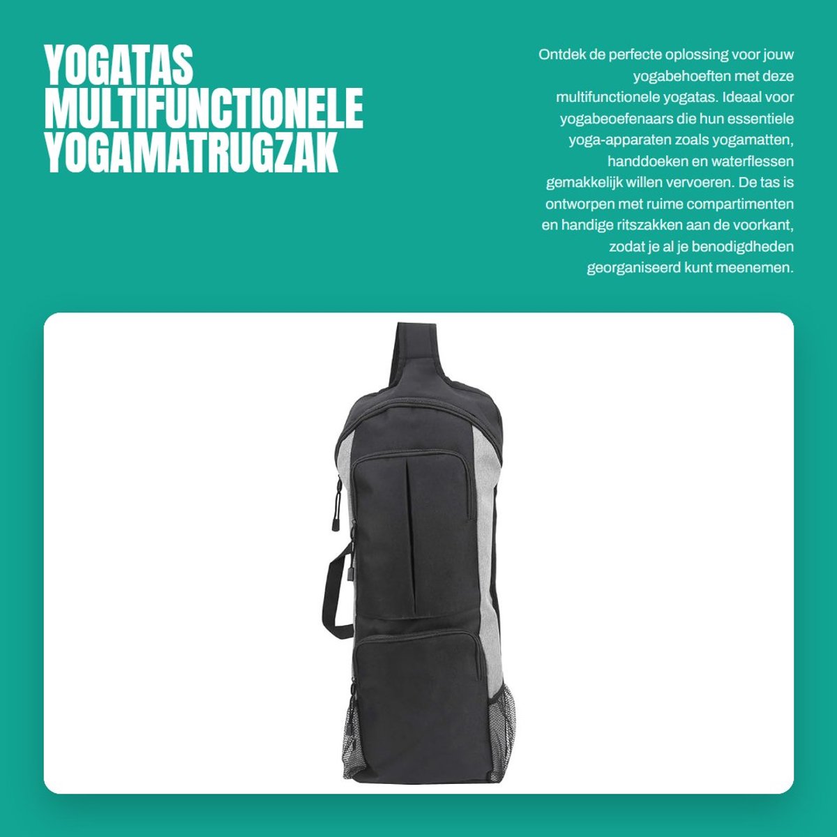 Dailygoods- Yogatas Extra Groot - Multifunctionele Rugzak - Verstelbare Schouderriem - Hoogwaardig Fleece - Vakken met Ritssluiting - Mesh-Zijvakken - Sporttas