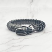 De mai | Viking Le Wyrm | Tour de poignet 20 cm / bracelet homme / bijoux Viking / bijoux homme | Acier inoxydable / acier inoxydable 316L / acier chirurgical | Dragon noir