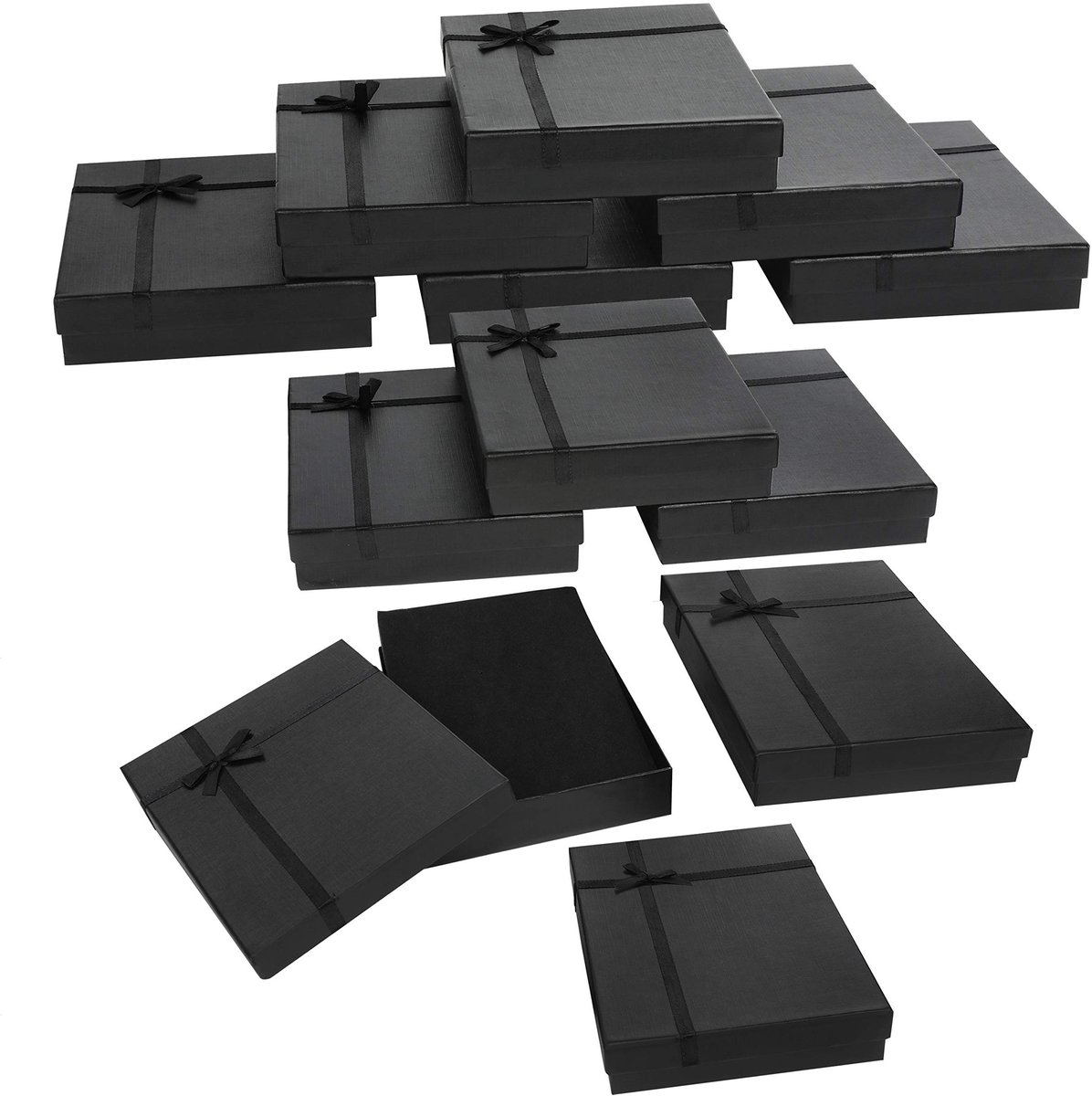 Dailygoods- Sieradenbox 12 Stuks - Papieren Cadeaudoos - Geschenkdoos met Deksel - Sieraden Opslag - 16 x 12 x 3 cm - Velours Inleg