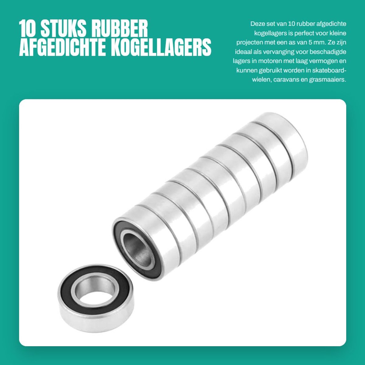 Dailygoods - 10 Stuks Rubber Afgedichte Kogellagers 8x16x5mm voor Kleine Projecten