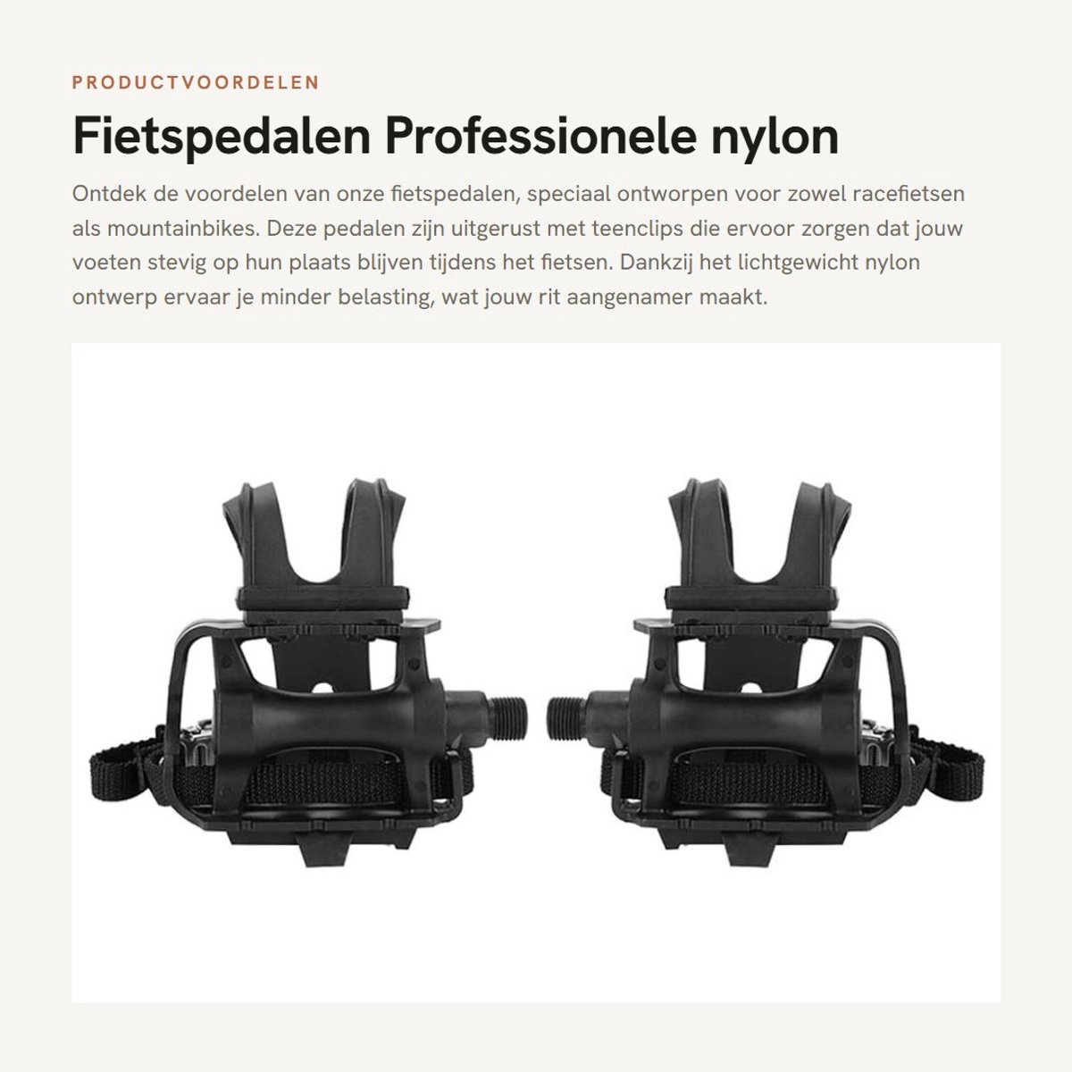Dailygoods- Fietspedalen Professioneel - Duurzaam Nylon - Lichtgewicht Ontwerp - Teenclips/Riemen - Verbeterde Grip - Gemakkelijk te Monteren - Fietsaccessoires