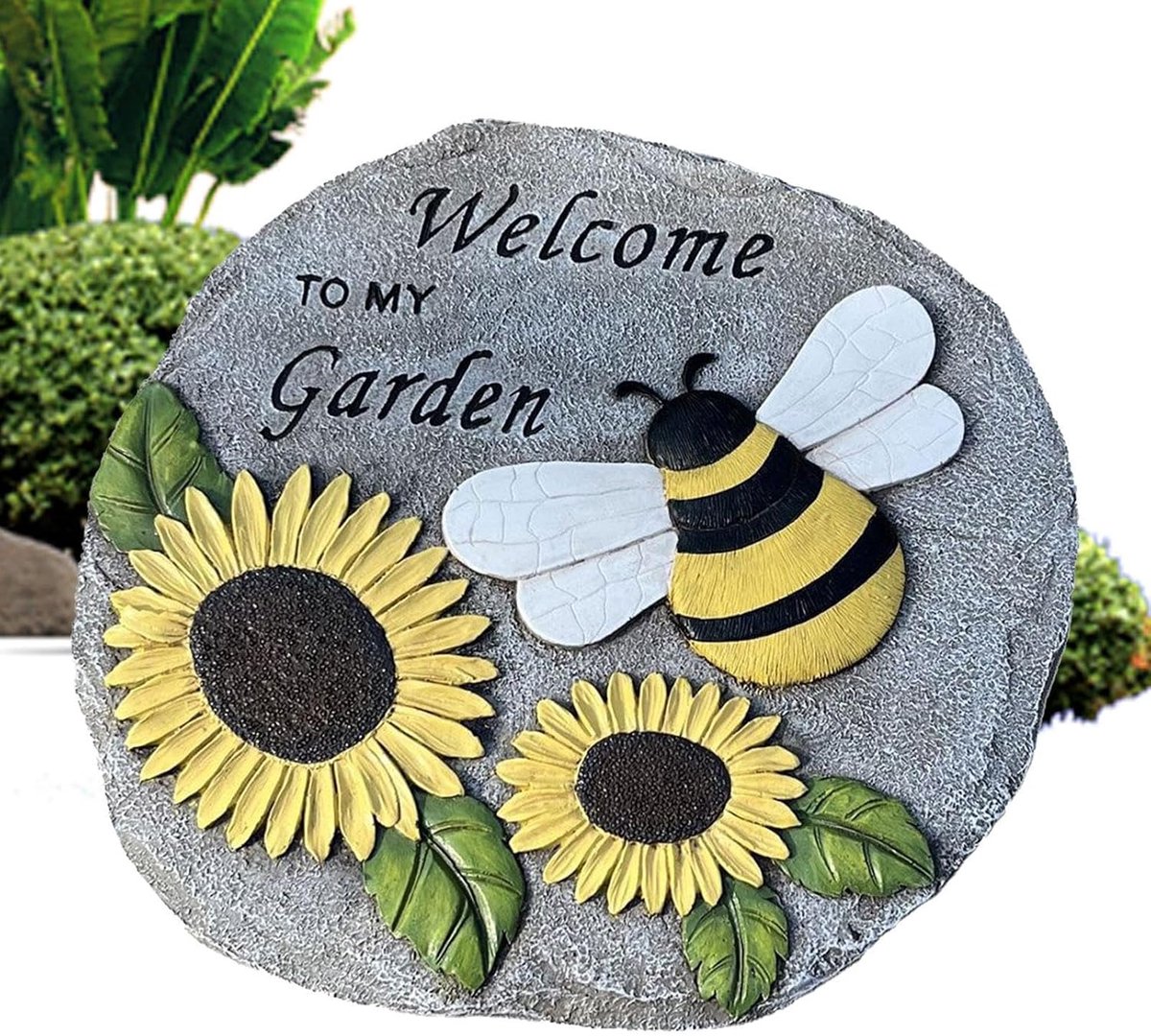 Decoratieve Stapsteen - Tuinpad Steen Loopbrug Steen - Tuinpad Aanleggen - Zonnebloem en Bij Thema - 23.5 cm - Standaard