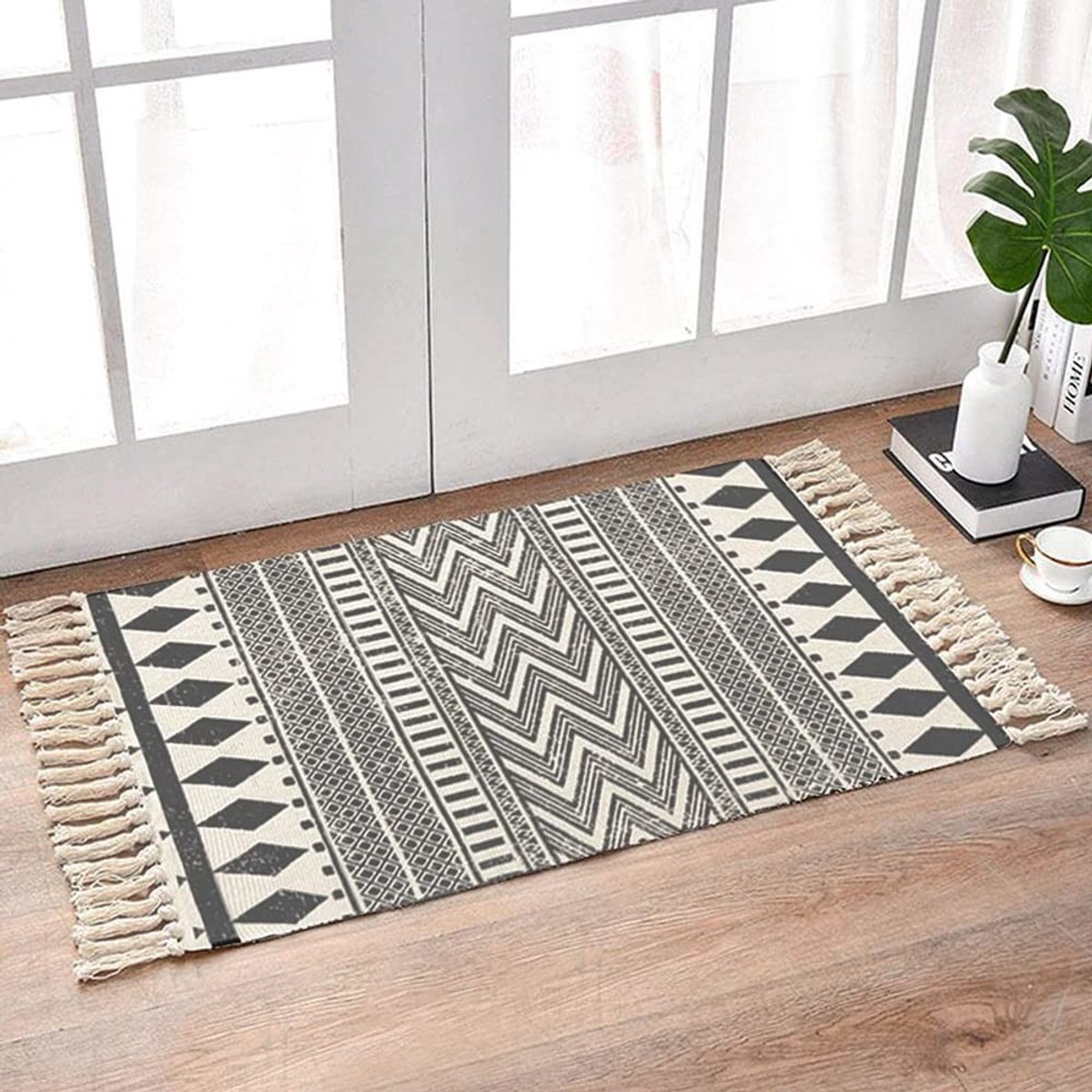 Dailygoods- Tapijt Geweven Katoen - Waterabsorberend - Antislip - Zacht en Huidvriendelijk - 60 x 90 cm - Voor Woonkamer/Keuken - Vloermat
