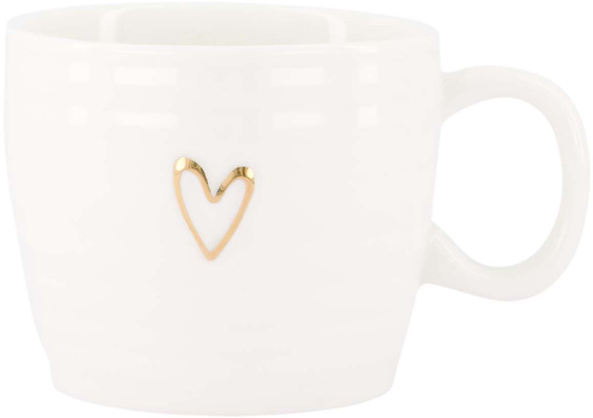Zusss Cappuccino Mug Line Heart Keramiek White / Gold