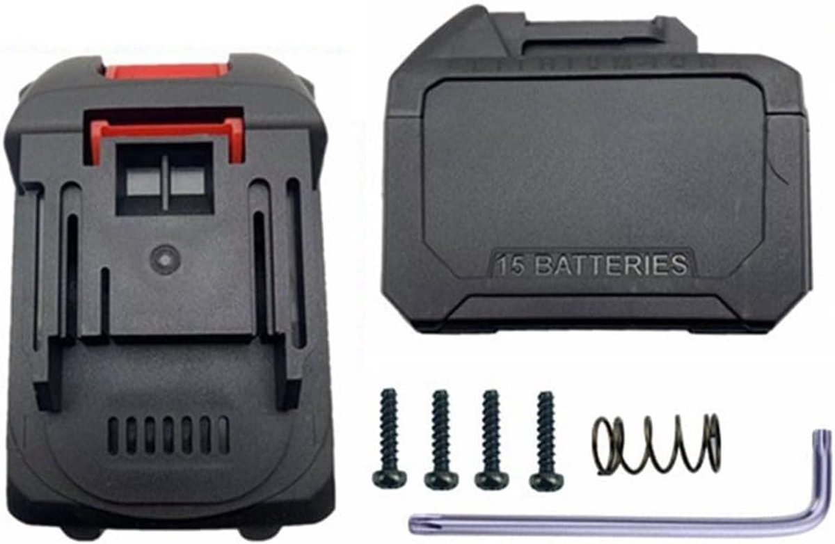 Batterij Opslagdoos - Lithium Houder - Gereedschap Organiseren - 18V 21V Compatibel - 12 x 10 x 10 cm - Zwart