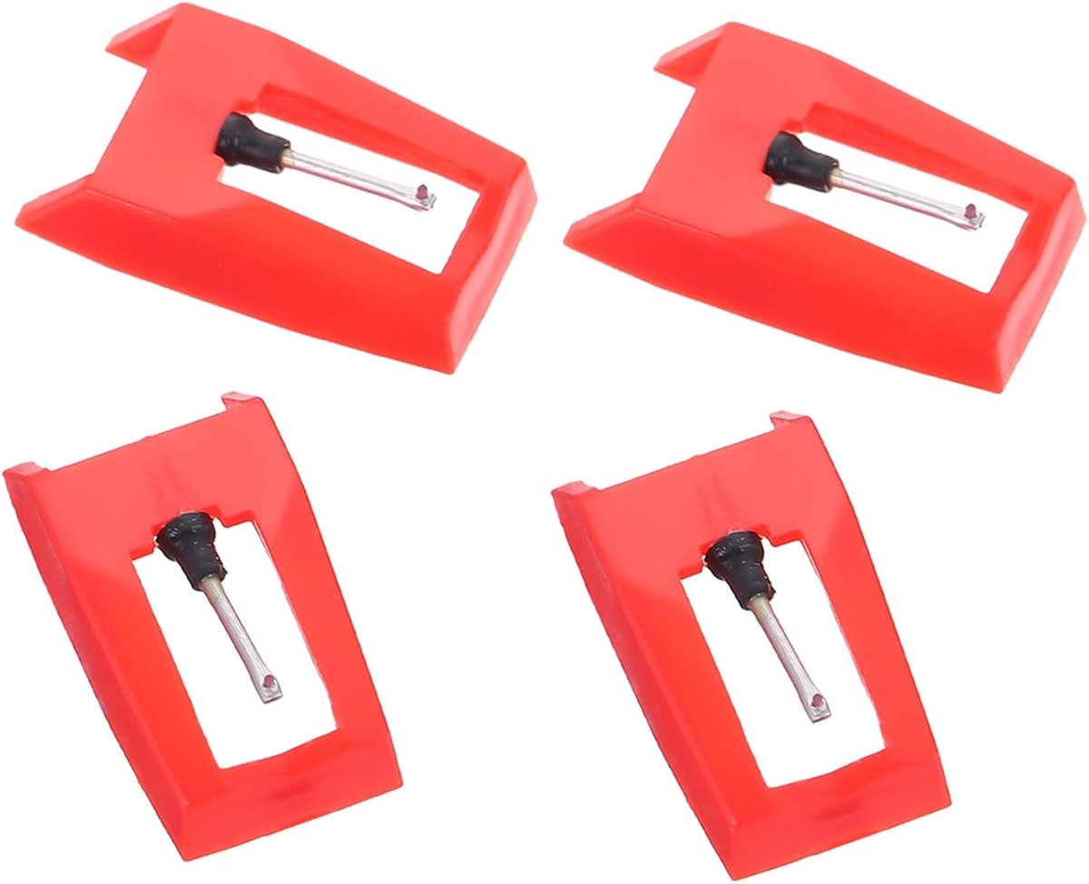 Platenspeler Naald - Naald Vervangen - Muziek Luisteren - Universele Compatibiliteit - 4 Stuks - Rood