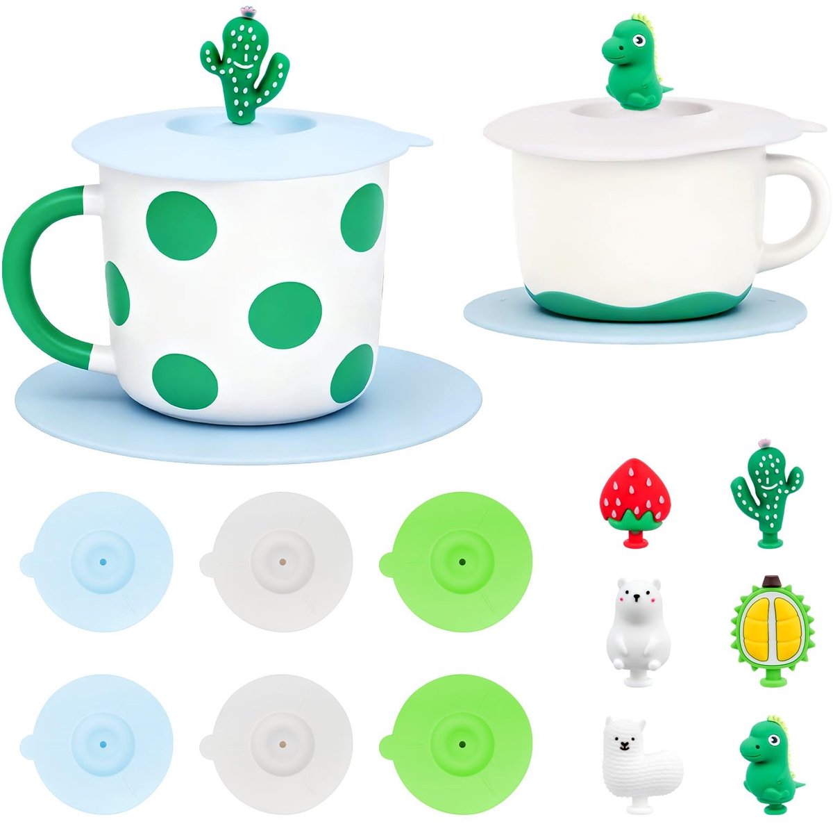 Dailygoods - 6 stuks siliconen glasafdekking, drinkglasafdekking, zomer, siliconen deksel voor glazen afdekking, zomer, anti-stof bekerdeksel, siliconen deksel voor drinkglazen, deksel voor koffie