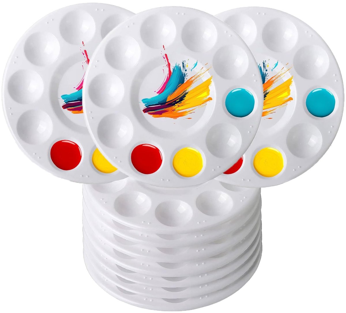 Dailygoods- Mengpalet 10 stuks - Kunststof Palet - Aquarelpalet - Olieverf Palet - Herbruikbaar - 17 cm Diameter - Schilderpalet