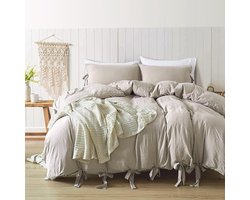 annadaif Kaki dekbedovertrek, queensize, 3-delig, zacht gewassen microvezel, dekbedovertrekset, dekbedovertrek met vlinderdas (1 dekbedovertrek, 228 x 228 cm, 2 kussenslopen), onderhoudsvriendelijk