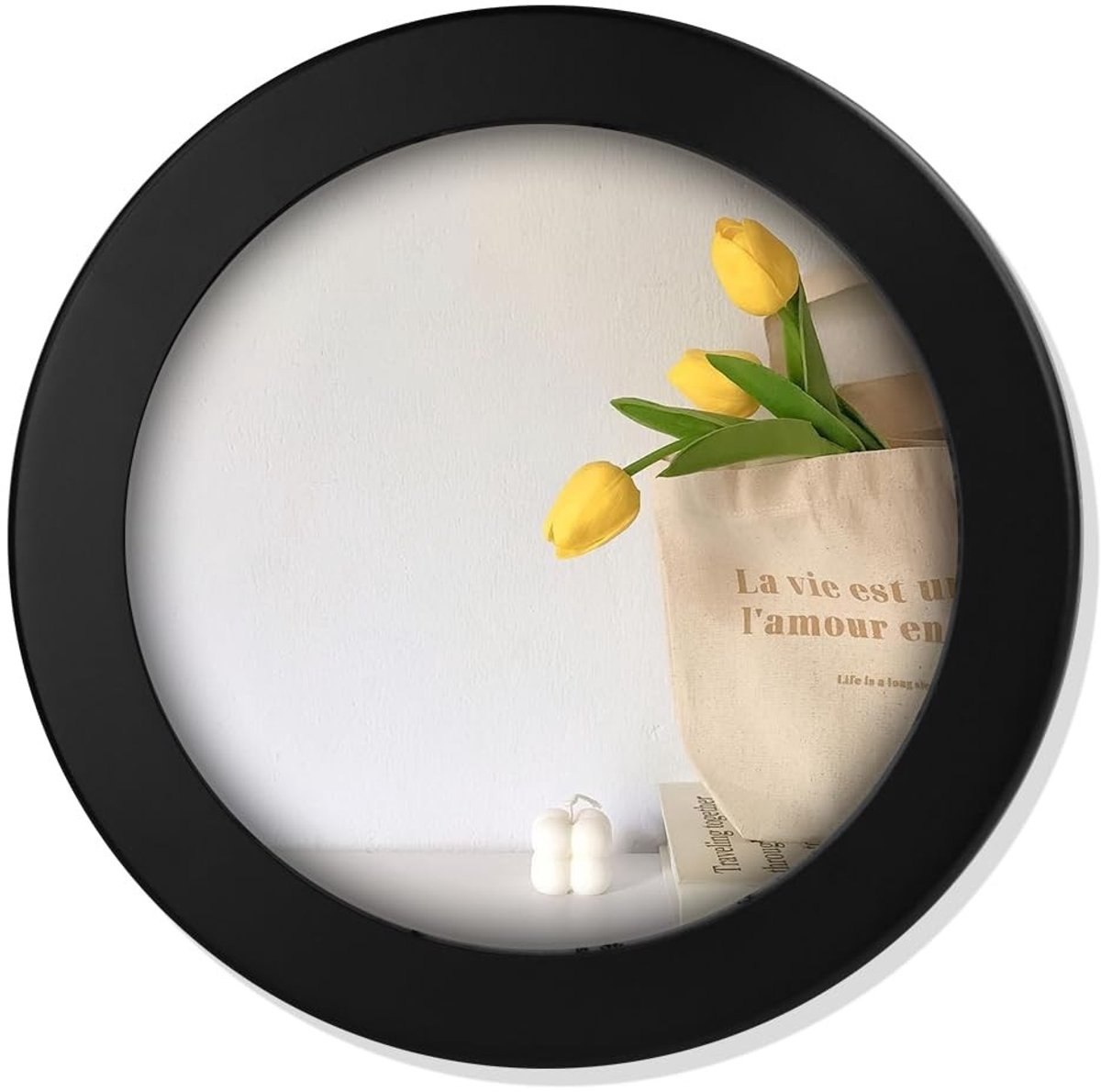 Dailygoods- Fotolijst Ronde 18,5 cm - Fotolijst Zeshoekig 21 cm - Wanddecoratielijst - Kunstlijst - Fotolijst Kunst - Kunststof Frame - Wandlijst