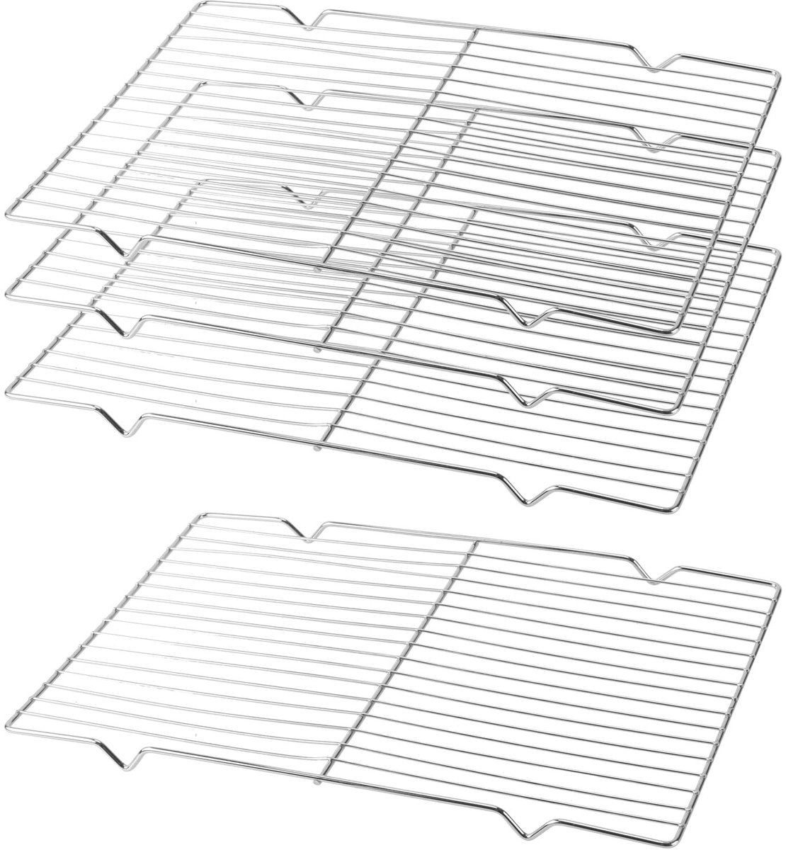 Dailygoods- Koelrooster 30 x 20 cm - Taartrooster - Keukenrooster - Onderzetter - Grillrooster - 4 stuks, roestbestendig met 1 cm poten - Bakrooster