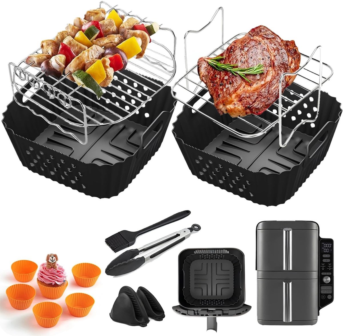 Dailygoods- Heteluchtfriteuse Accessoires Perfecte Pasvorm - Siliconen Vorm - Verhoogde Textuur - Gelijkmatige Verwarming - Eenvoudige Bediening - 7,6 Liter - Airfryer
