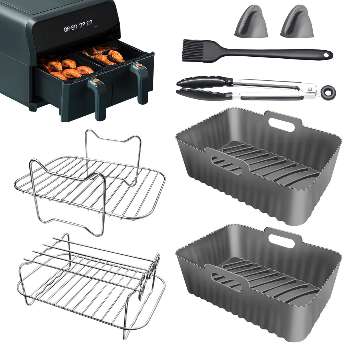 Dailygoods- Heteluchtfriteuse-accessoires 8-delig - Siliconen