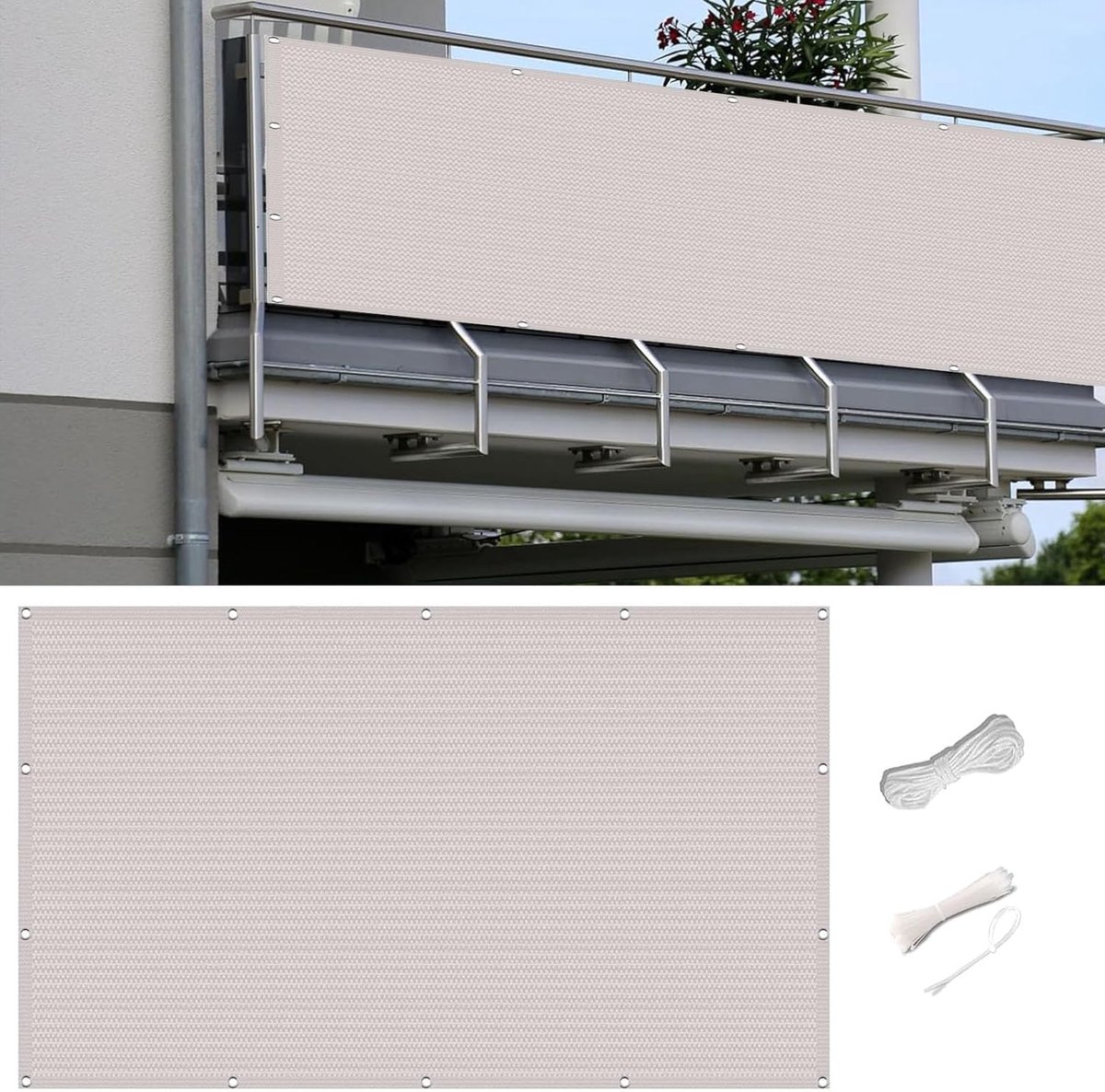 Balkonzeil - Inkijkbescherming Omheining - Privacy Creëren - Weerbestendig Materiaal - 0.65 x 1.2 m - Wit