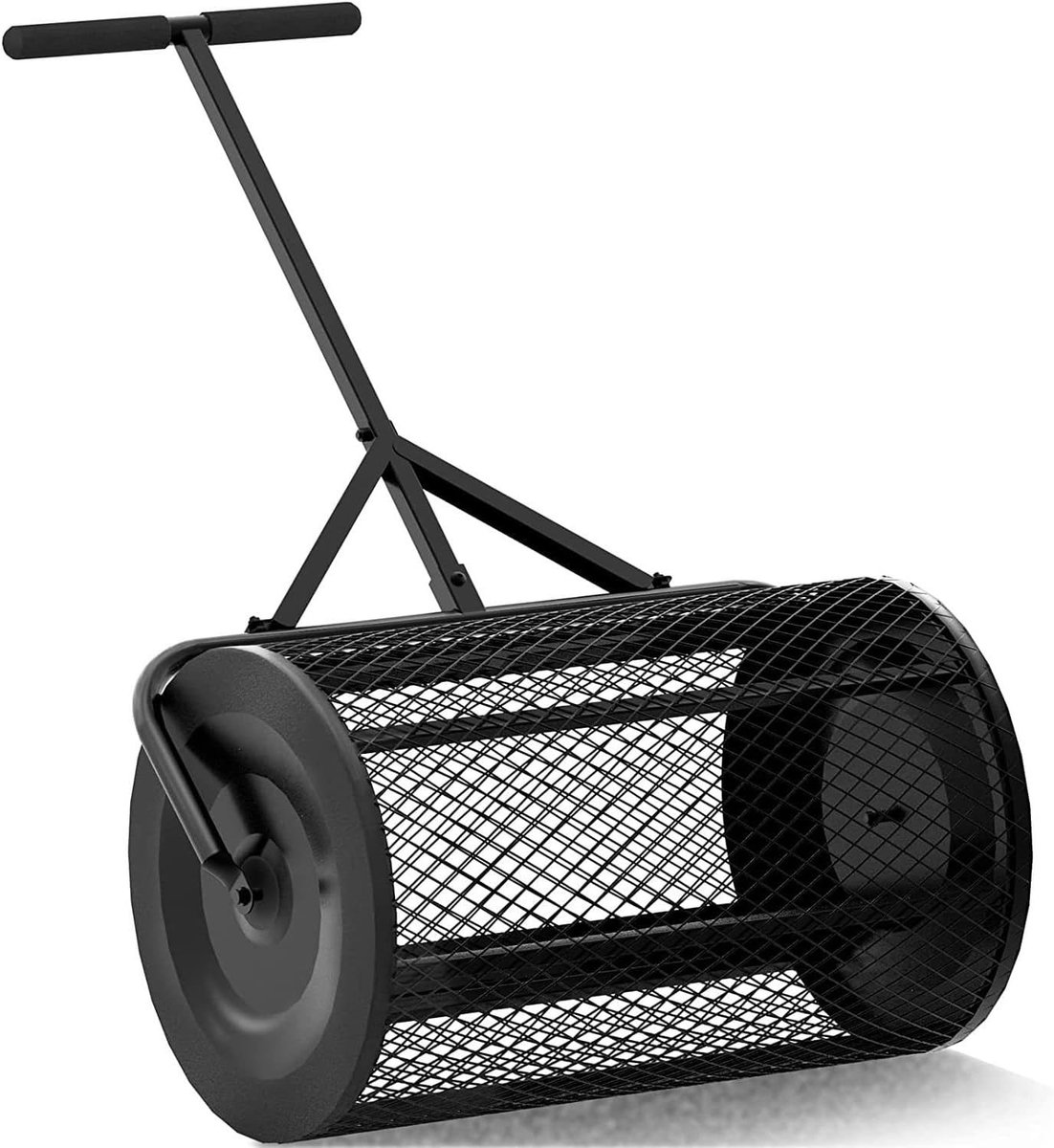 Compost Verspreider - Gazon strooier - Bodem verbeteren - Verstelbare T-greep - 32 x 60 cm - Zwart