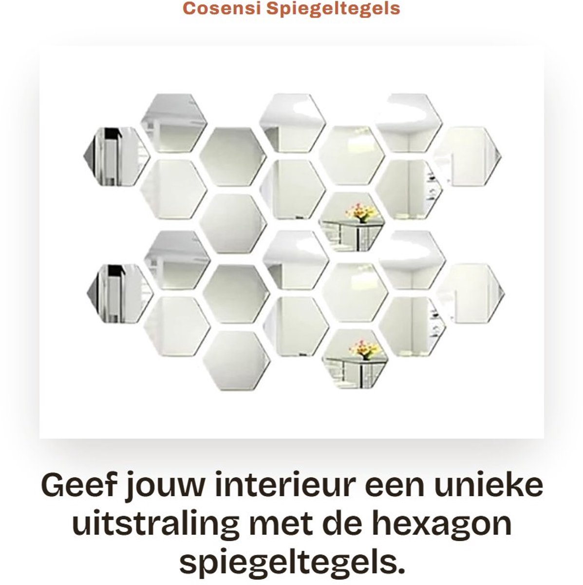 Dailygoods- Spiegeltegels 24 Stuks - Hexagon Muurstickers - Acryl - Zelfklevend - Decoratieve Wanddecoratie - 10 x 8,5 cm - Muursticker