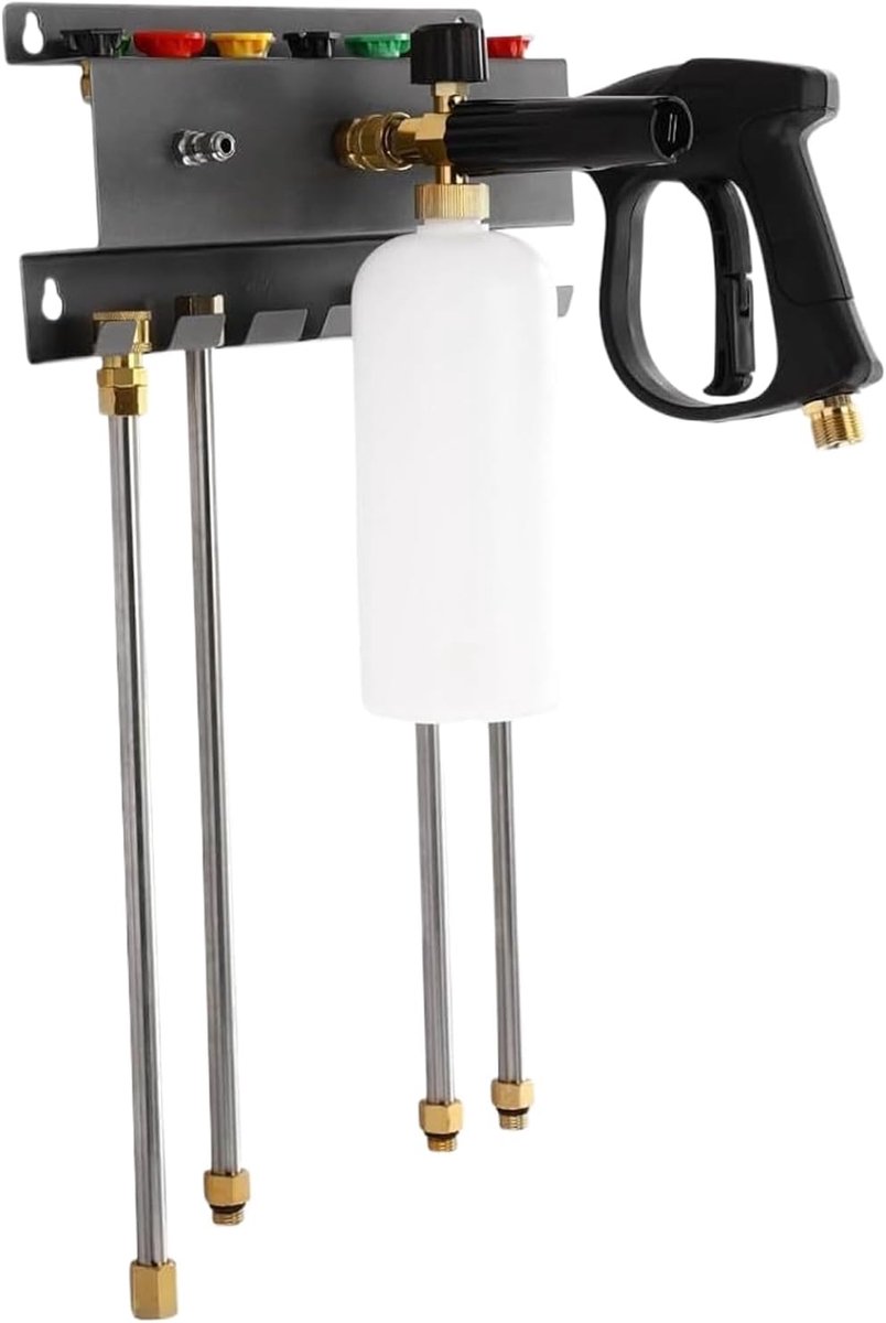 Schuim Kanon Houder - Reinigingsrek - Auto Reinigen - Wandmontage Ontwerp - 30.2 x 13.8 cm - Mat Zilver