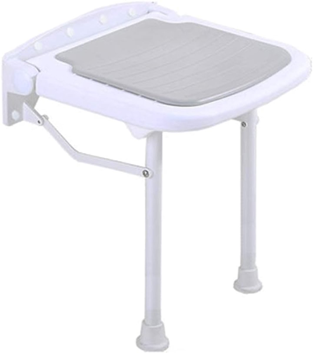 Douchestoel - Wandklapstoel - Veilig Zitten - Antislip Strepen - 38 x 36.5cm - Wit