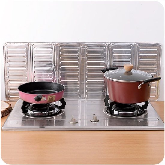 Opvouwbare Spatscherm - Olie Vanger - Koken Beschermen - Drie Panelen - 84 x 32.5 cm - Zilver — afbeelding 2