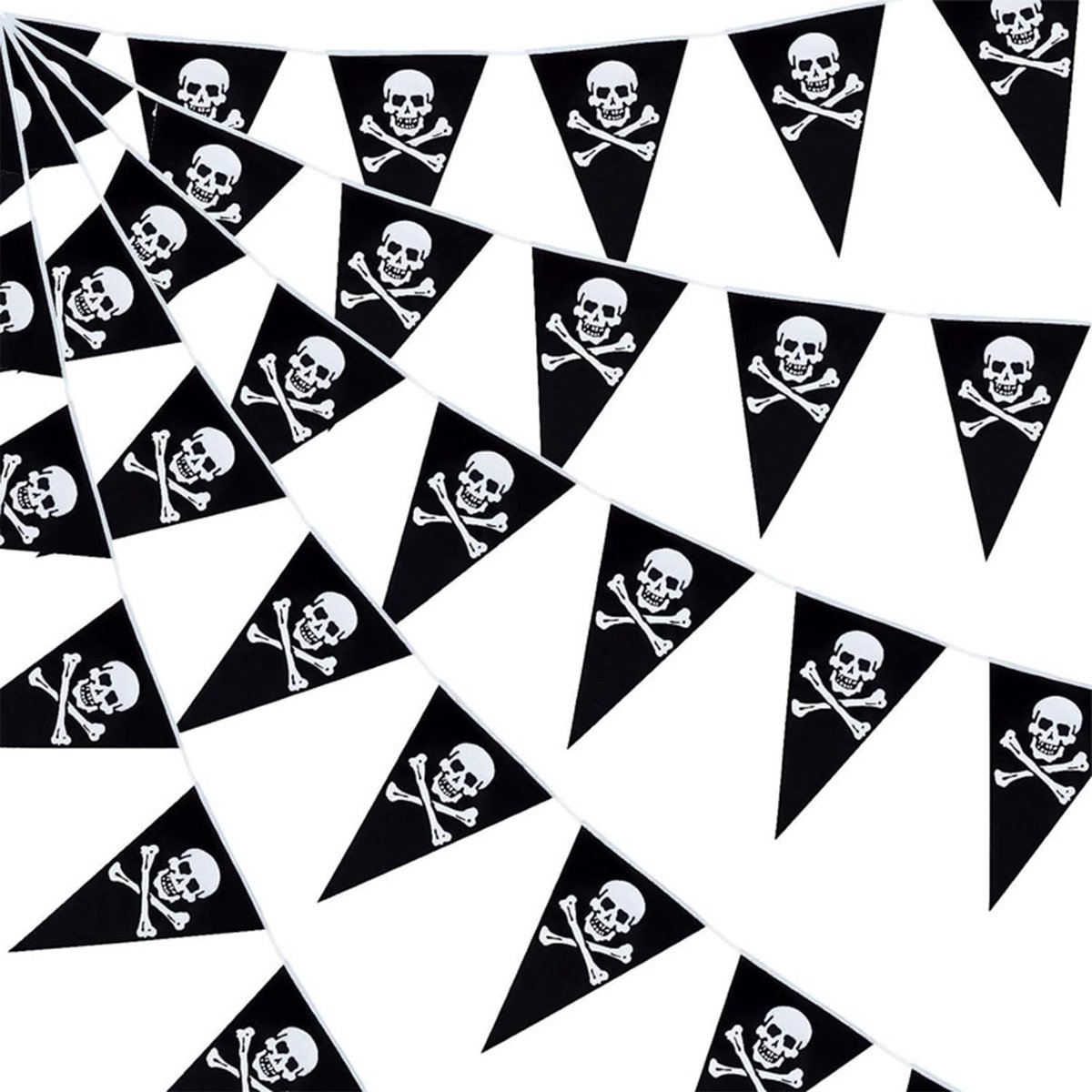 Dailygoods- Vlaggetjesslinger Duurzaam - Piraten Vlaggetjesslinger - Feest Decoratie - Halloween Decoratie - Driehoekige Vlaggen - Groot Effect 20x30 cm - Feestdecoratie