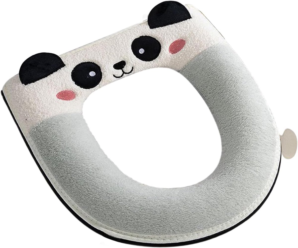 Toiletzitting Hoes - Pluche WC Deksel - Winterse Warmte - Mat Panda Design - 40x35 cm - Lichtgroen