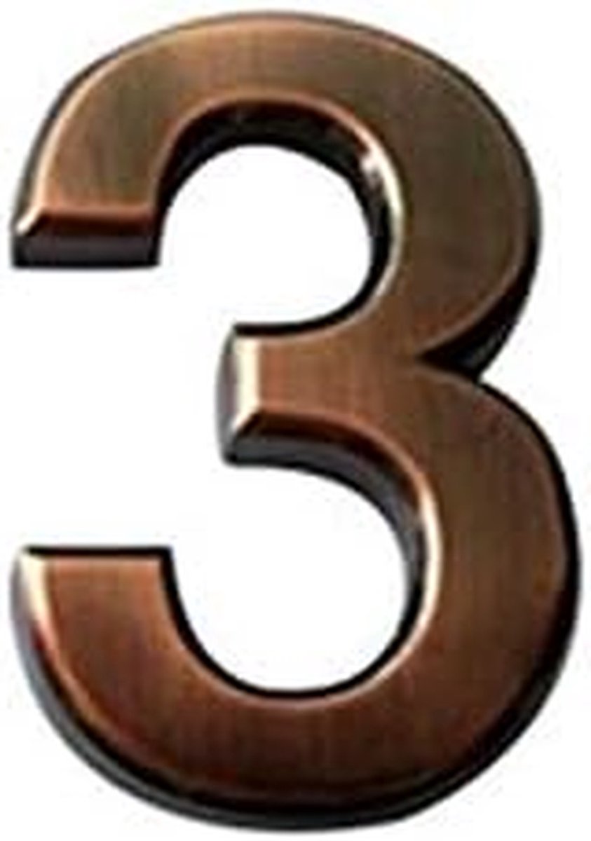 Huisnummer Digitale - Adres Sticker - Deur Nummer - Hoge Kwaliteit ABS - 50x35x6 mm - Brons