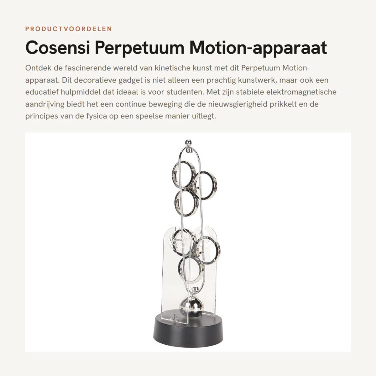 Dailygoods - Perpetuum Motion-apparaat - Kinetische Kunst - Educatief Gadget - Decoratief - Continu Bewegen - Ideaal voor Studenten - 28,9 x 12 x 10,1 cm