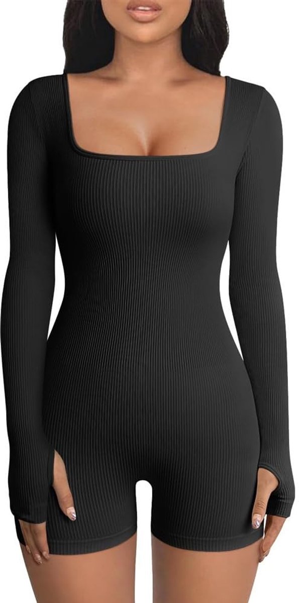 Dailygoods- Jumpsuit dames lange mouwen - Strak sportpak - Eendelig broekpak - Vochtafvoerende stof - Verbeterde buikcontrole - Stretchmateriaal - Romper