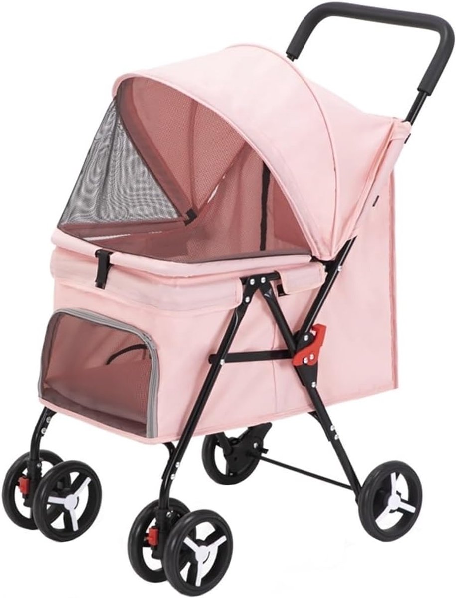 Huisdier Wandelwagen - Dierenbuggy - Comfortabel Vervoer - Multidirectioneel Ademend - Tot 20 Kg - Roze