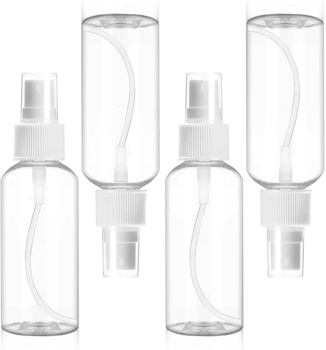 Dailygoods- Sprayfles Klein 4x50ml - Verstuiver - Navulbare Mini Parfumverstuivers - Ergonomische Fles - BPA-vrij - Duurzaam Ontwerp