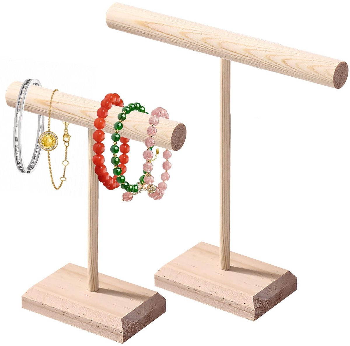 Dailygoods- Sieradenstandaard Hout - Presentatiestandaard voor Halskettingen - Armbanden - Oorbellen - Ringen - T-vormig Design - Sieradenhouder