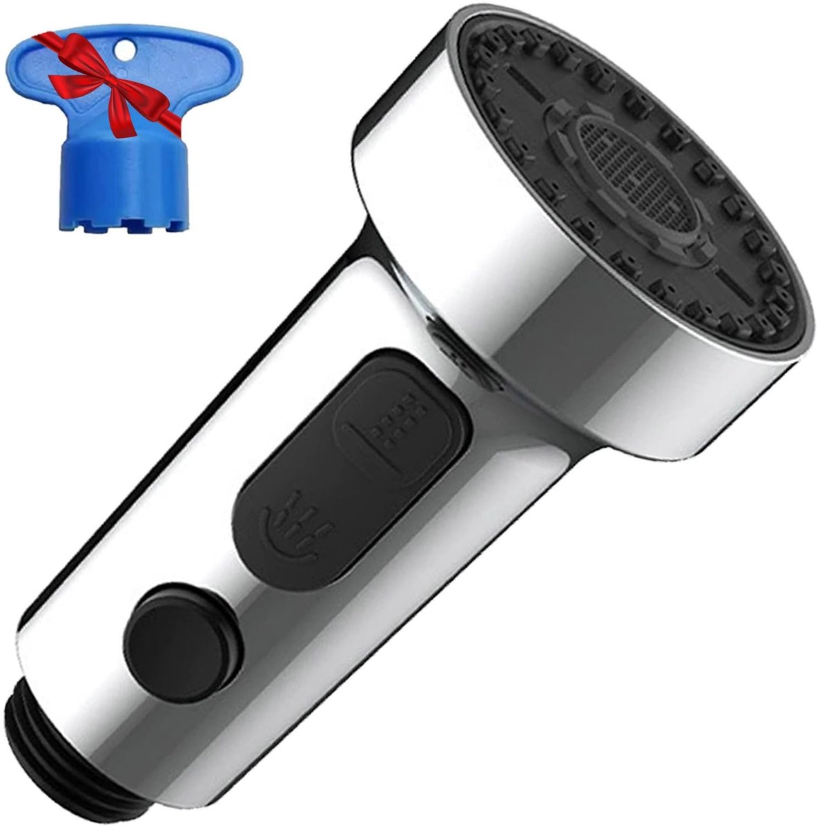 Dailygoods- Keukenkraan Uittrekbaar - 3 Modi Douchekop - Vervangend Sprinklerhulpstuk - Hogedruk Waterafvoer - Eenvoudig te Installeren - Verchromen 95x50mm
