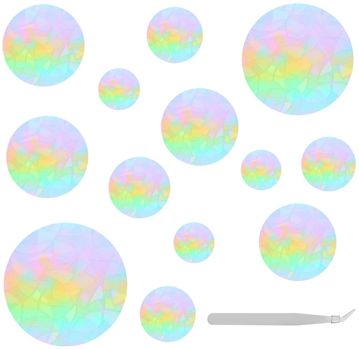 Dailygoods- Raamstickers 39 Stuks - Prismatische Decoratie - Antibotsingsstickers - Herbruikbaar - Eenvoudig aan te brengen - PVC Materiaal - Raamdecoratie