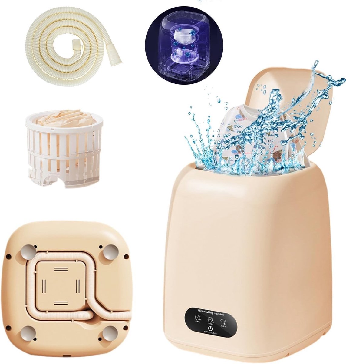 Dailygoods - Mini Washing Machine - Campingwasmachine - Compact en energiezuinig - 9 Liters - Wasmachine voor babykleding - Geschikt voor onderweg